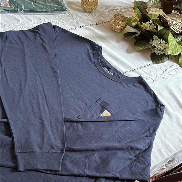 Carhart Long Sleeve Navy Pocket Tee in 3XLT - Picture 4 of 7
